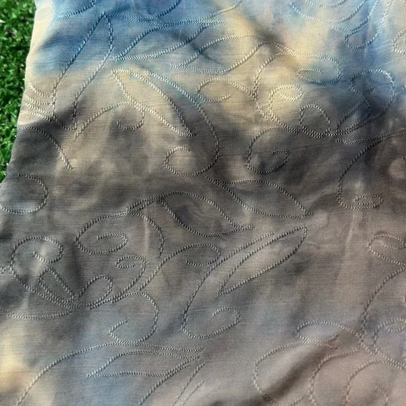 AB Studio Y2K Gray and Blue Ruched Sleeveless Embroidered Cowl Neck Tank Top - Picture 4 of 7